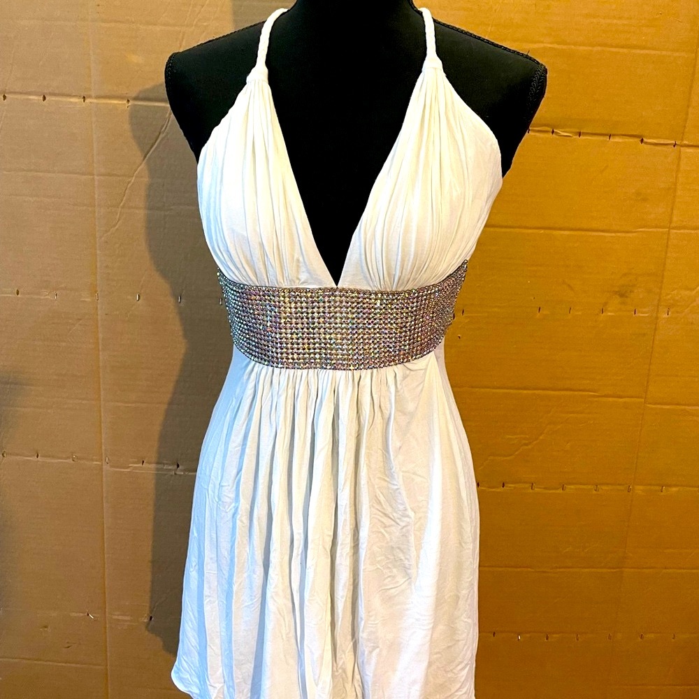 Sky White Pleated Tie Front Mini Dress